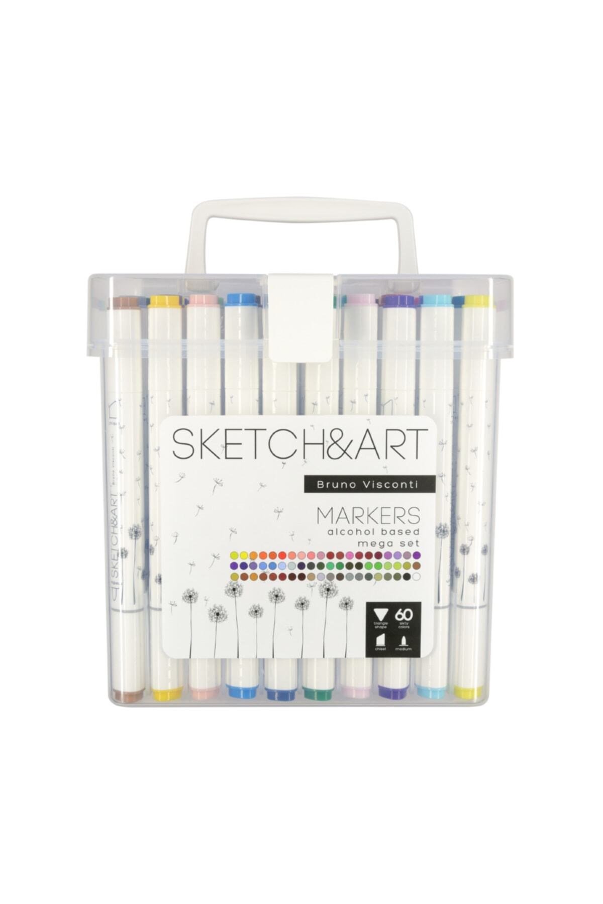 Sketch & Art Çift Taraflı Marker Kalem Seti Plastik Kutulu 60 Renk