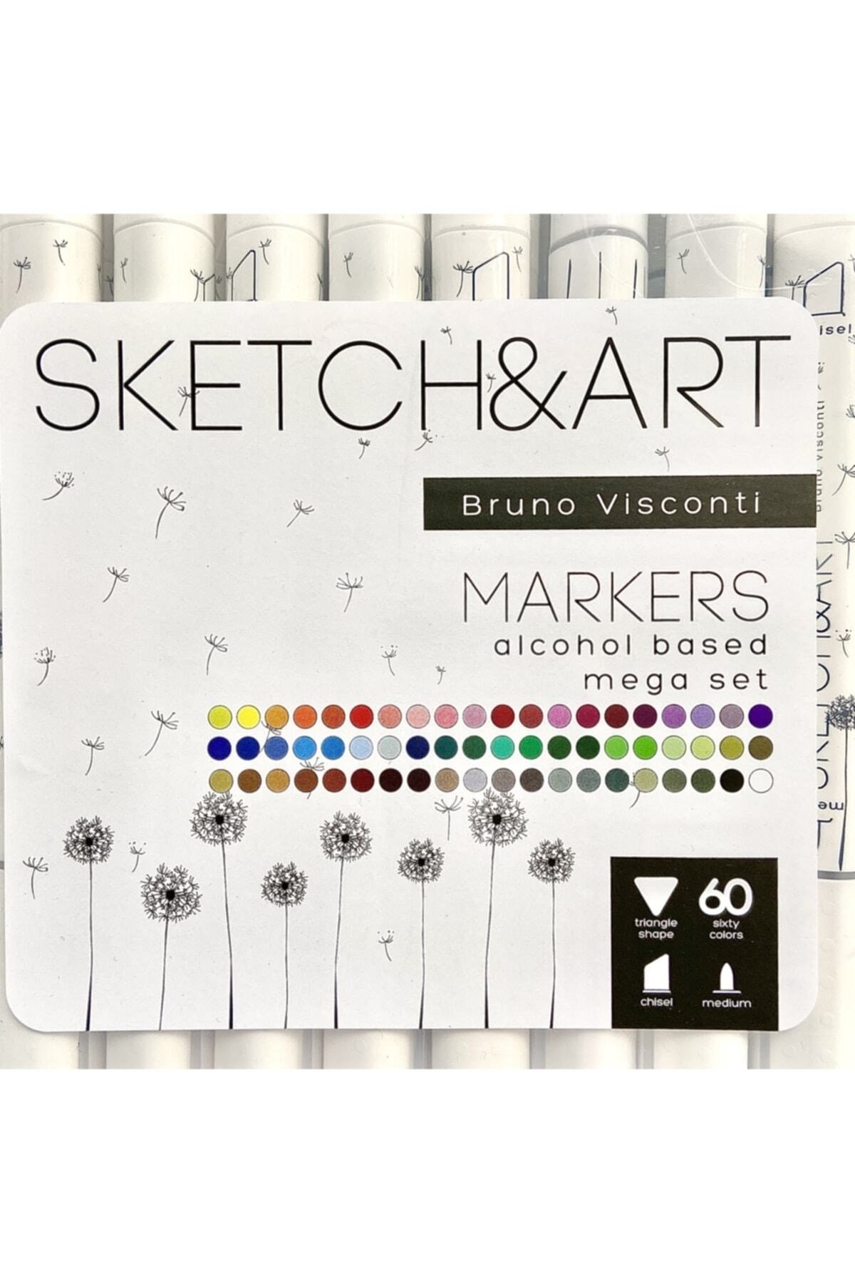 Sketch & Art Çift Taraflı Marker Kalem Seti Plastik Kutulu 60 Renk
