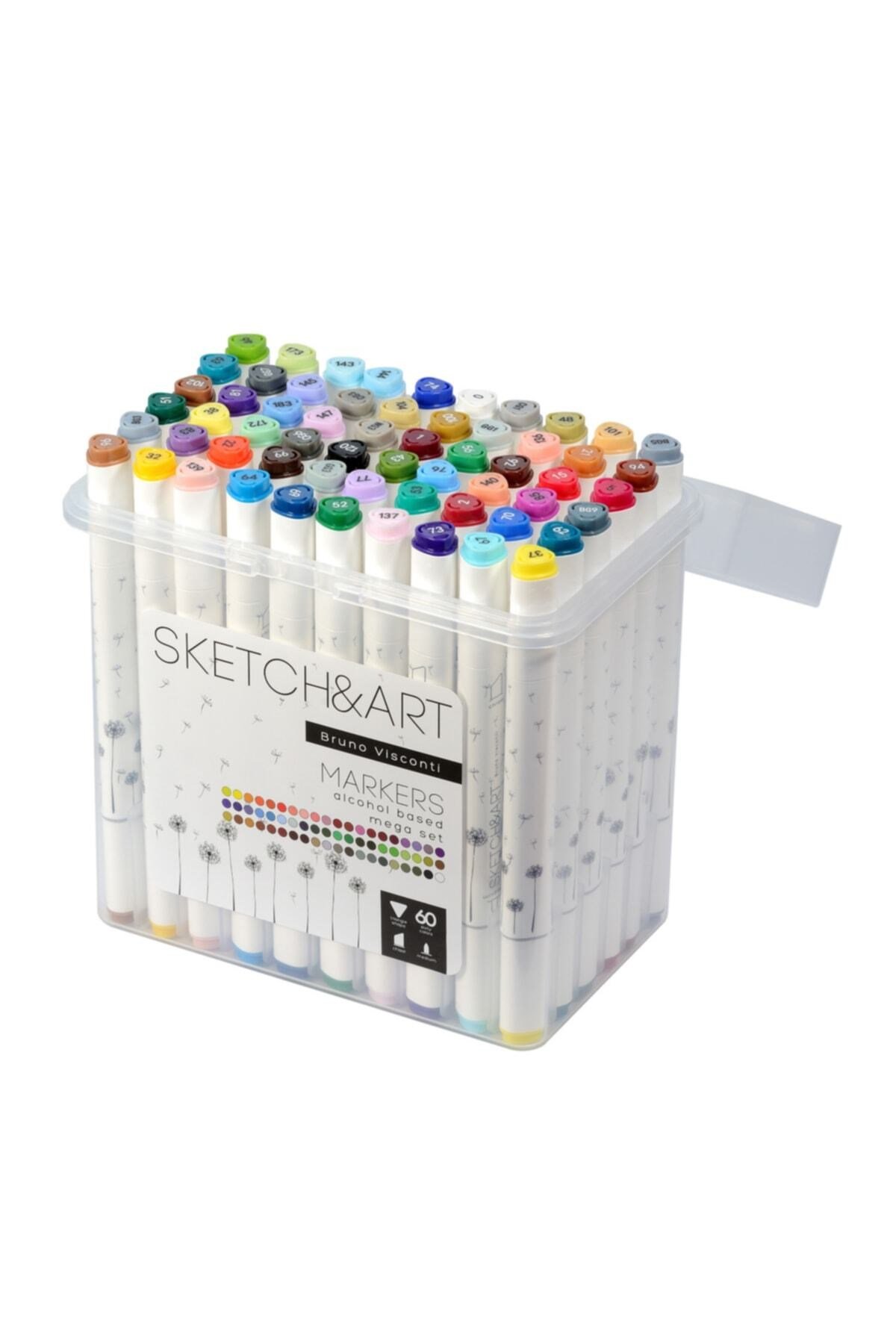 Sketch & Art Çift Taraflı Marker Kalem Seti Plastik Kutulu 60 Renk