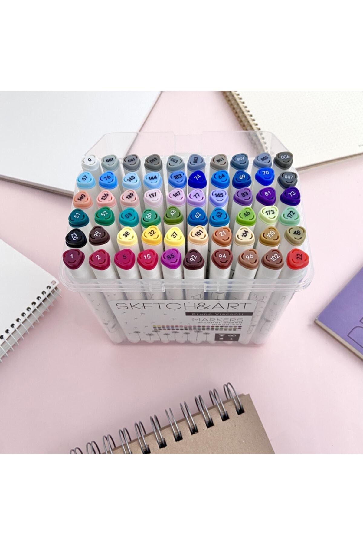 Sketch & Art Çift Taraflı Marker Kalem Seti Plastik Kutulu 60 Renk