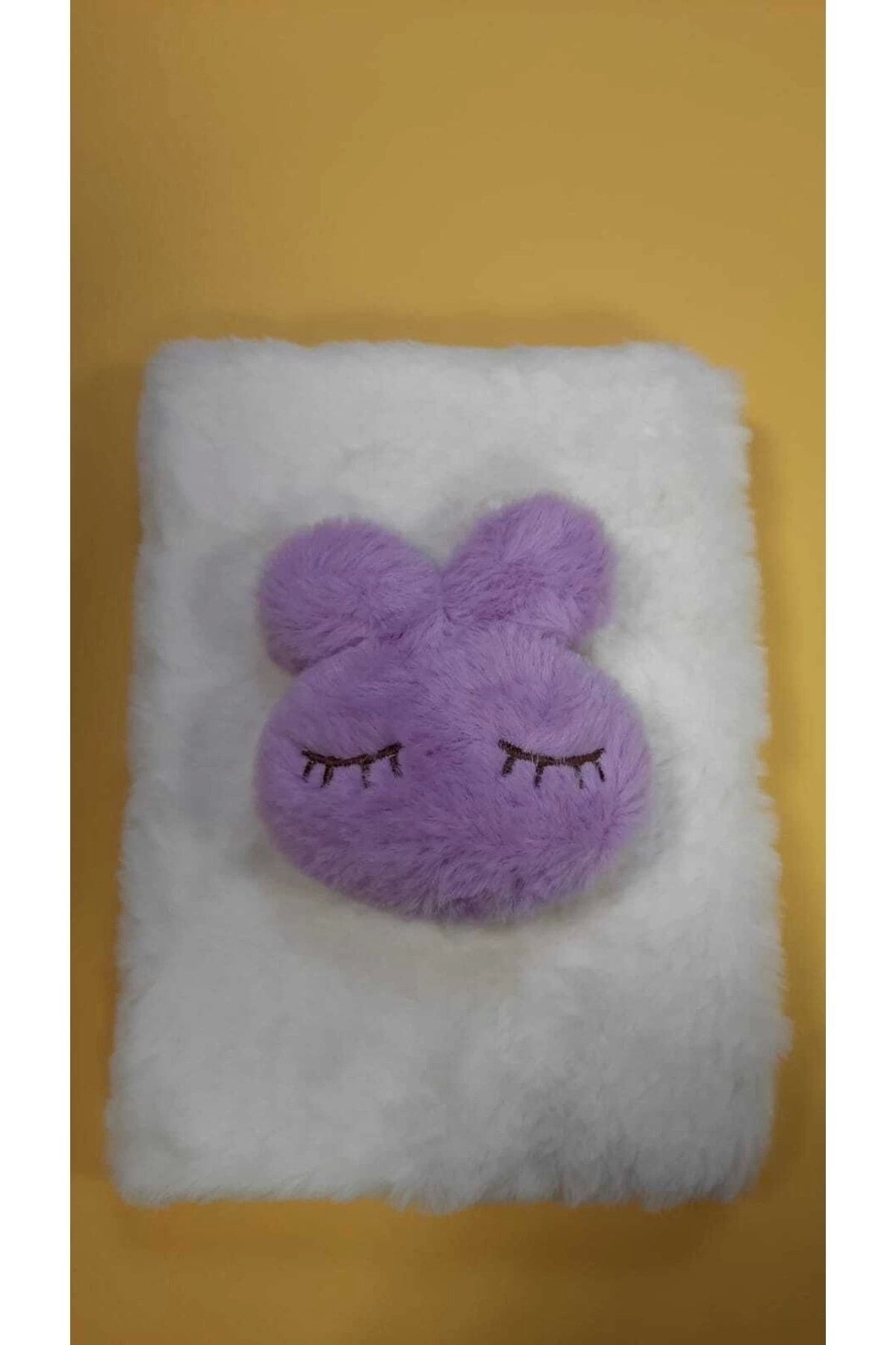 Tavşanlı Tüylü Peluş Defter Pembe-beyaz / Krem-pembe