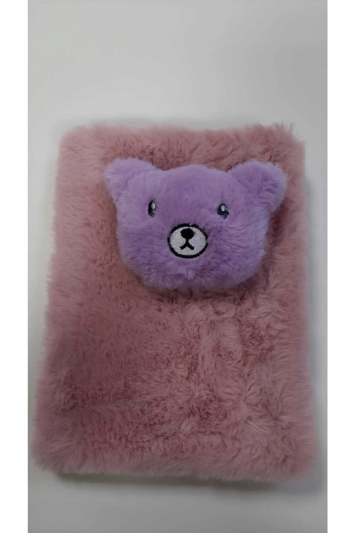 Tavşanlı Tüylü Peluş Defter Pembe-beyaz / Krem-pembe
