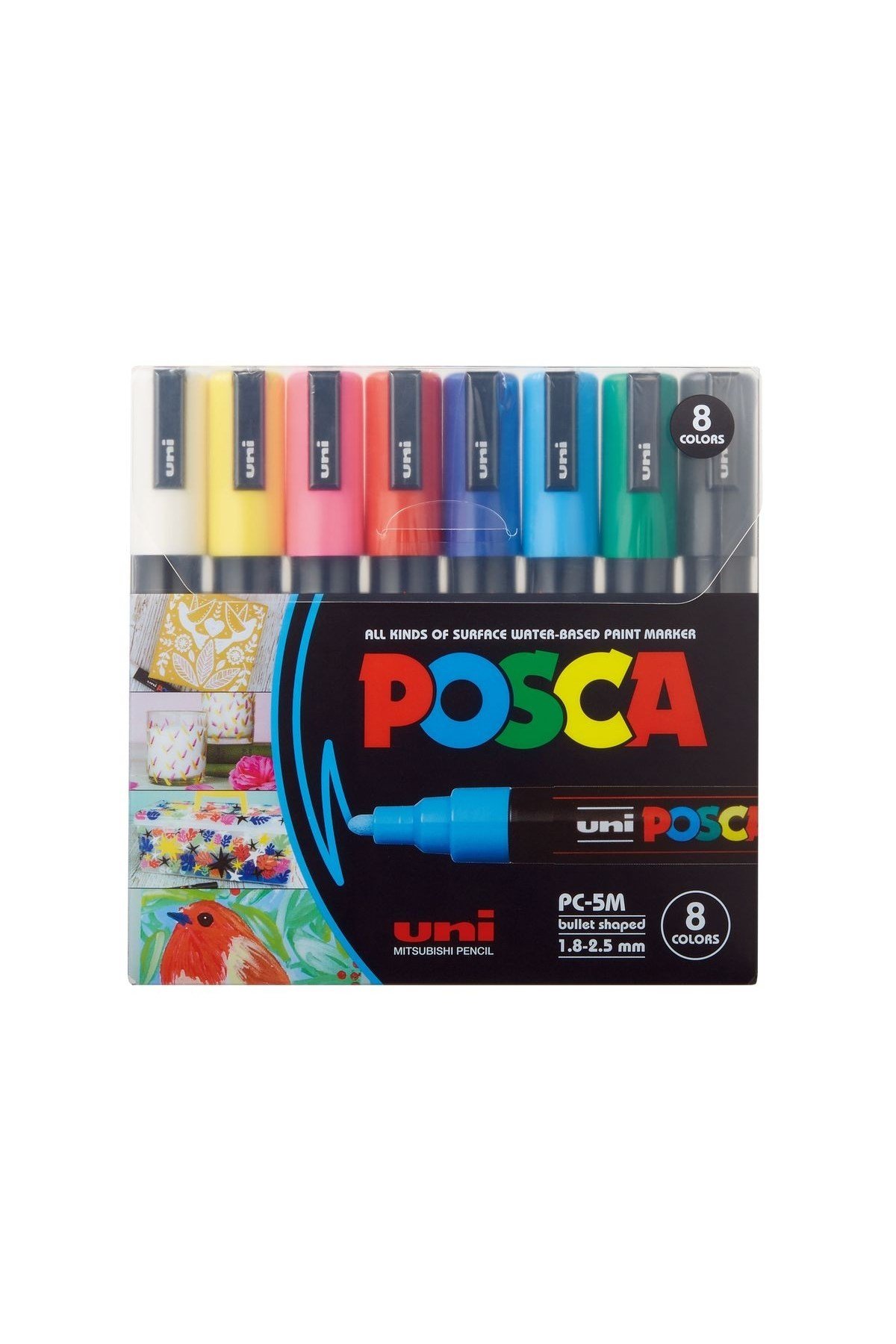 UNİ POSTER MARKÖRÜ POSCA SET PC-5M/8C ANA RENK 8 Lİ