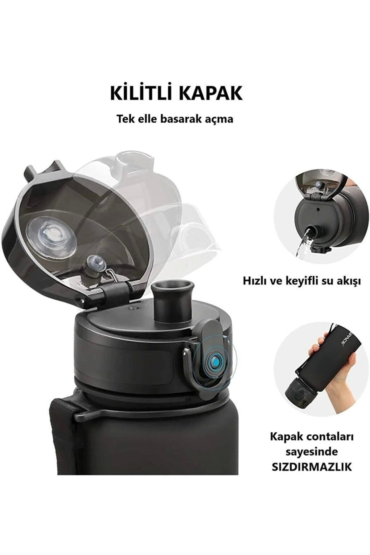 Uzspace Tritan Time Tritan 1000 Ml Matara 3038