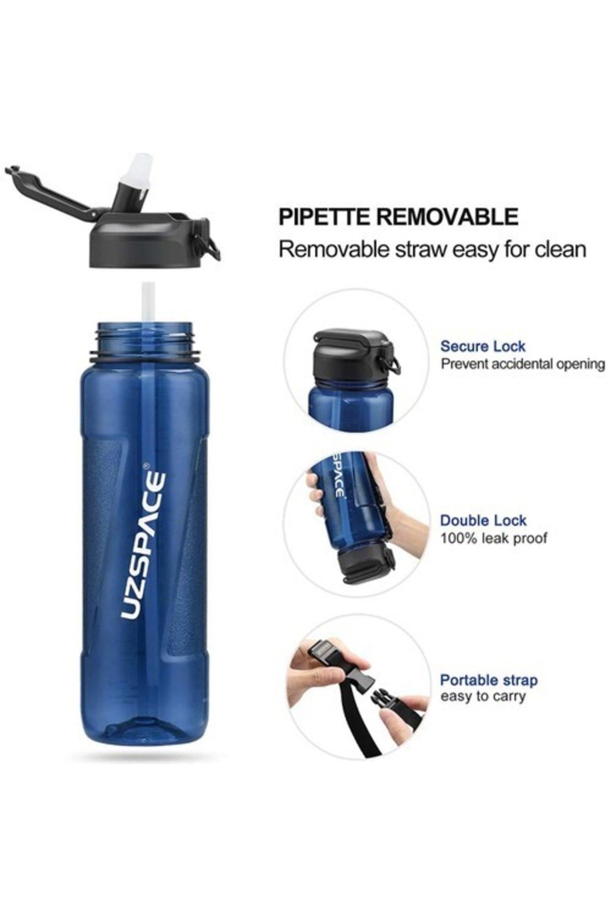 Vagon Li?fe 6057 Uzspace 1000ml Tritan Pipetli Matara Mavi