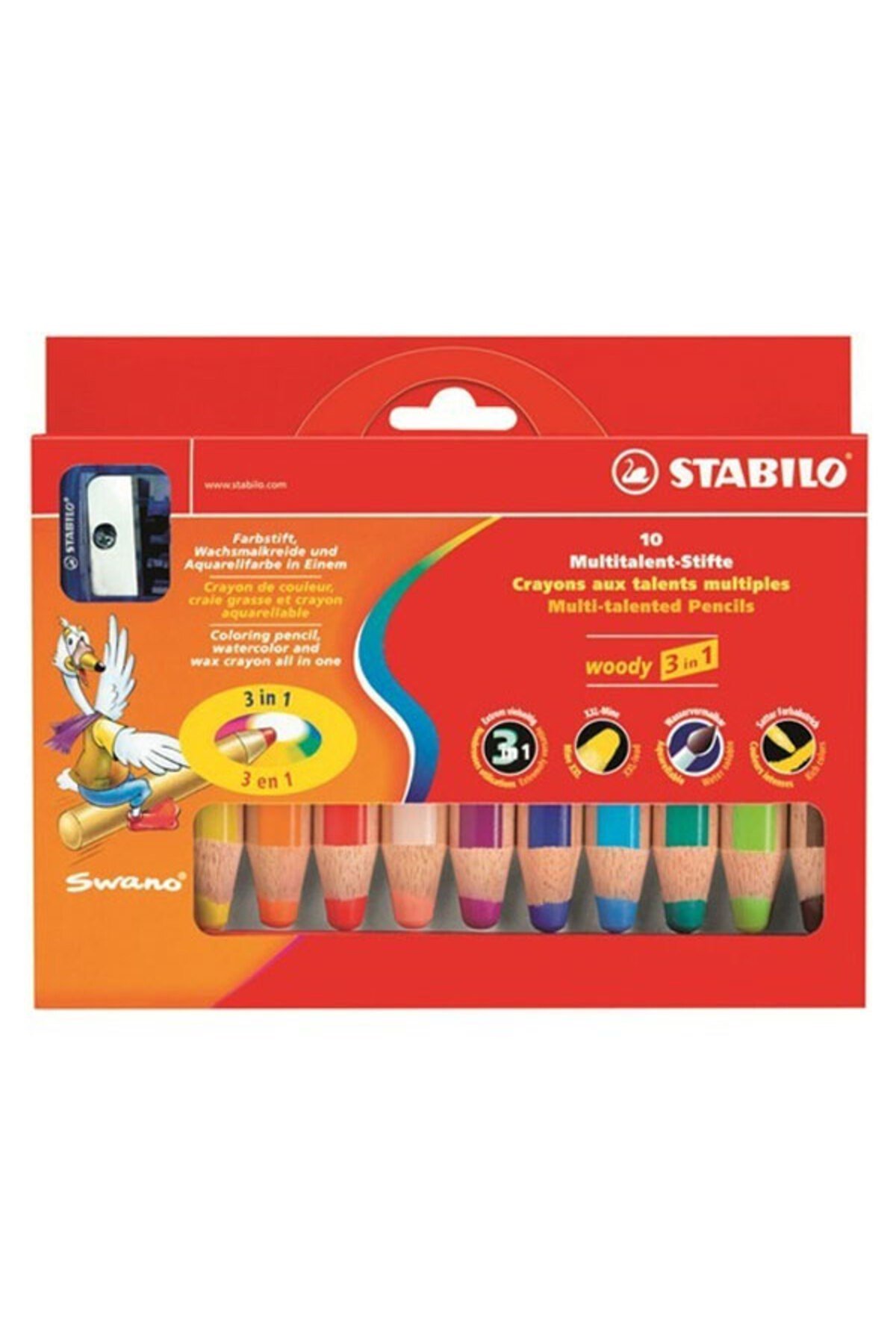 Woody 3in1 Duo Kuru Boya 10 Renk EO882/10-2