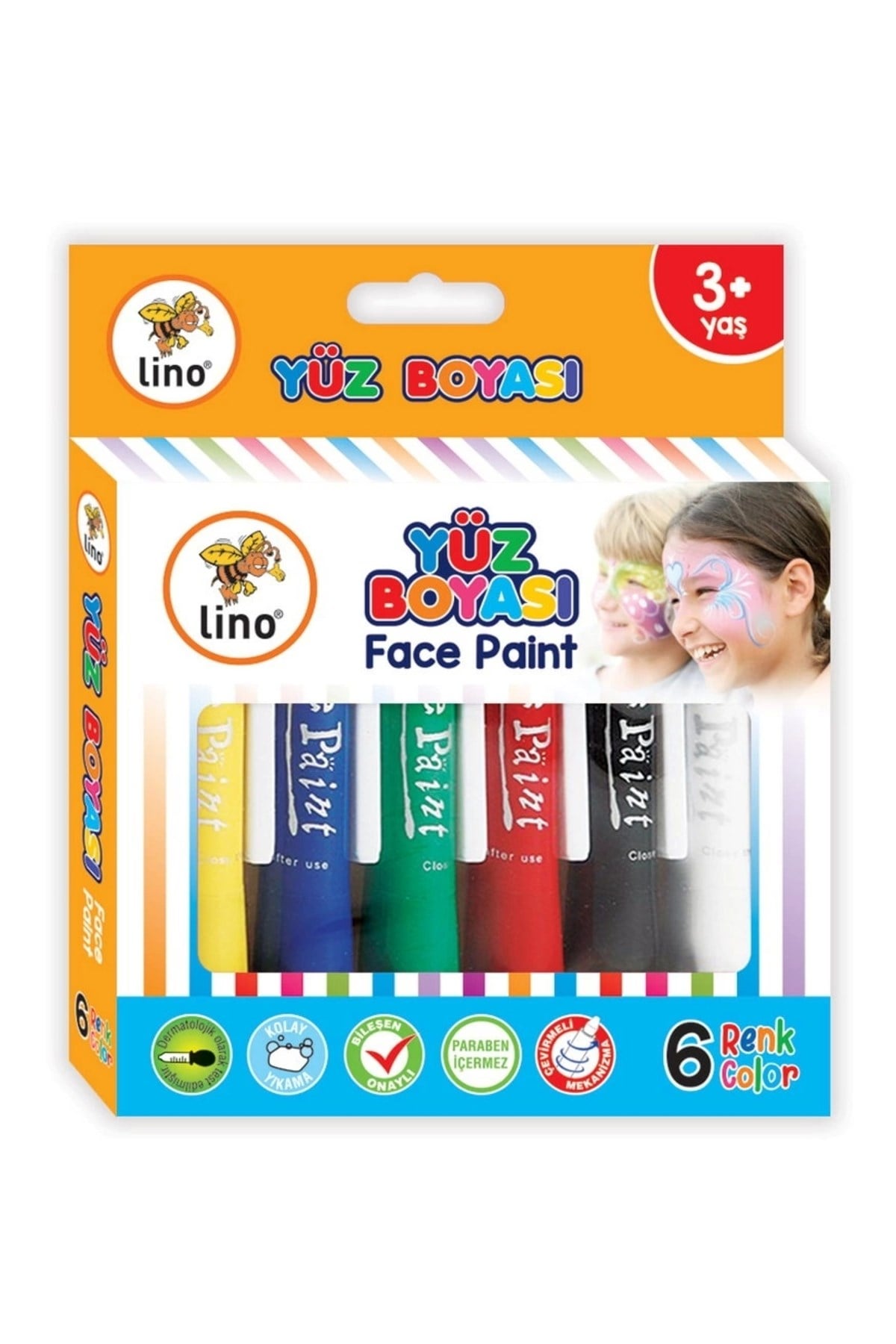 Yüz Boyası 6 Lı Yıkanabilir