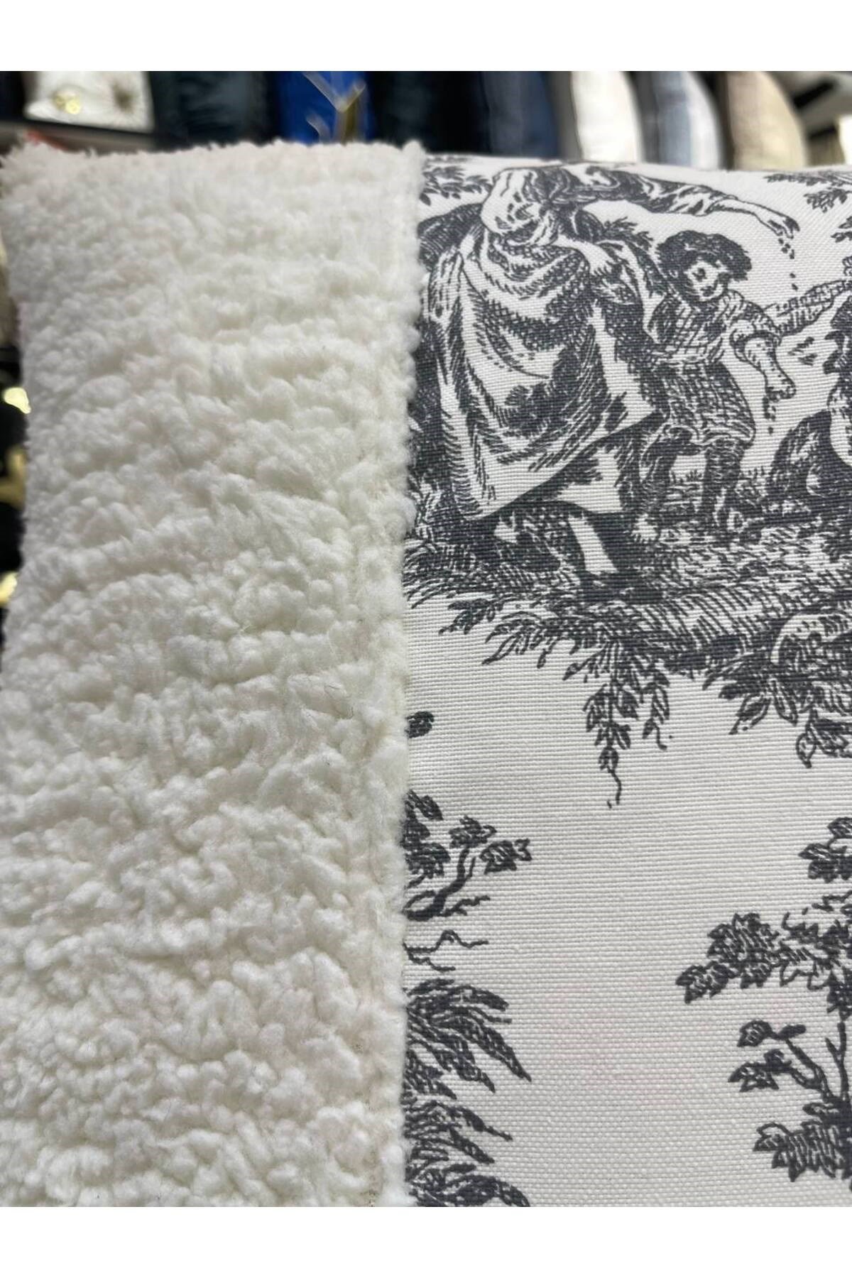2 Li Fransız Köylü Deseni ve Peluşlu 43 x 43 Kirlent Kılıfı