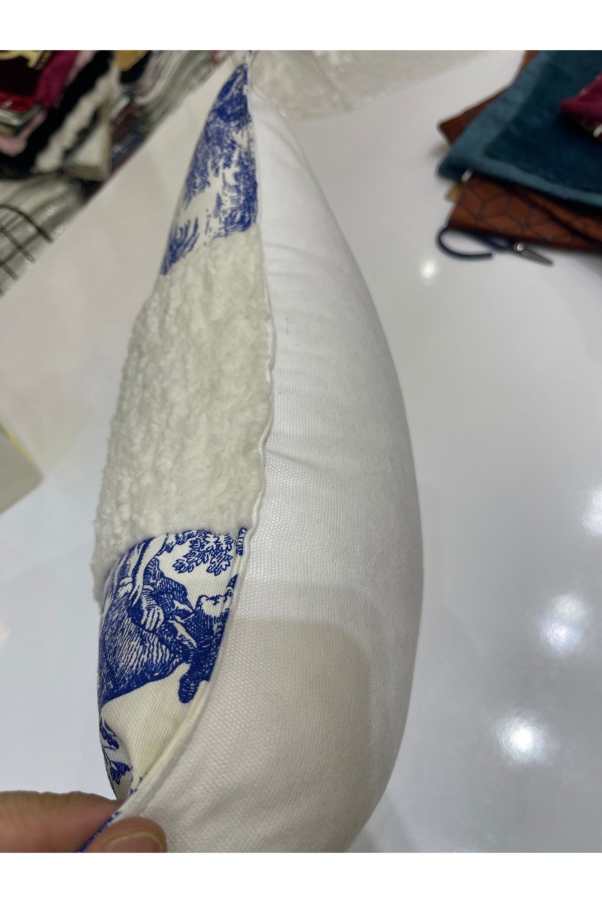 2 Li Fransız Köylü Deseni ve Peluşlu 43 x 43 Kirlent Kılıfı