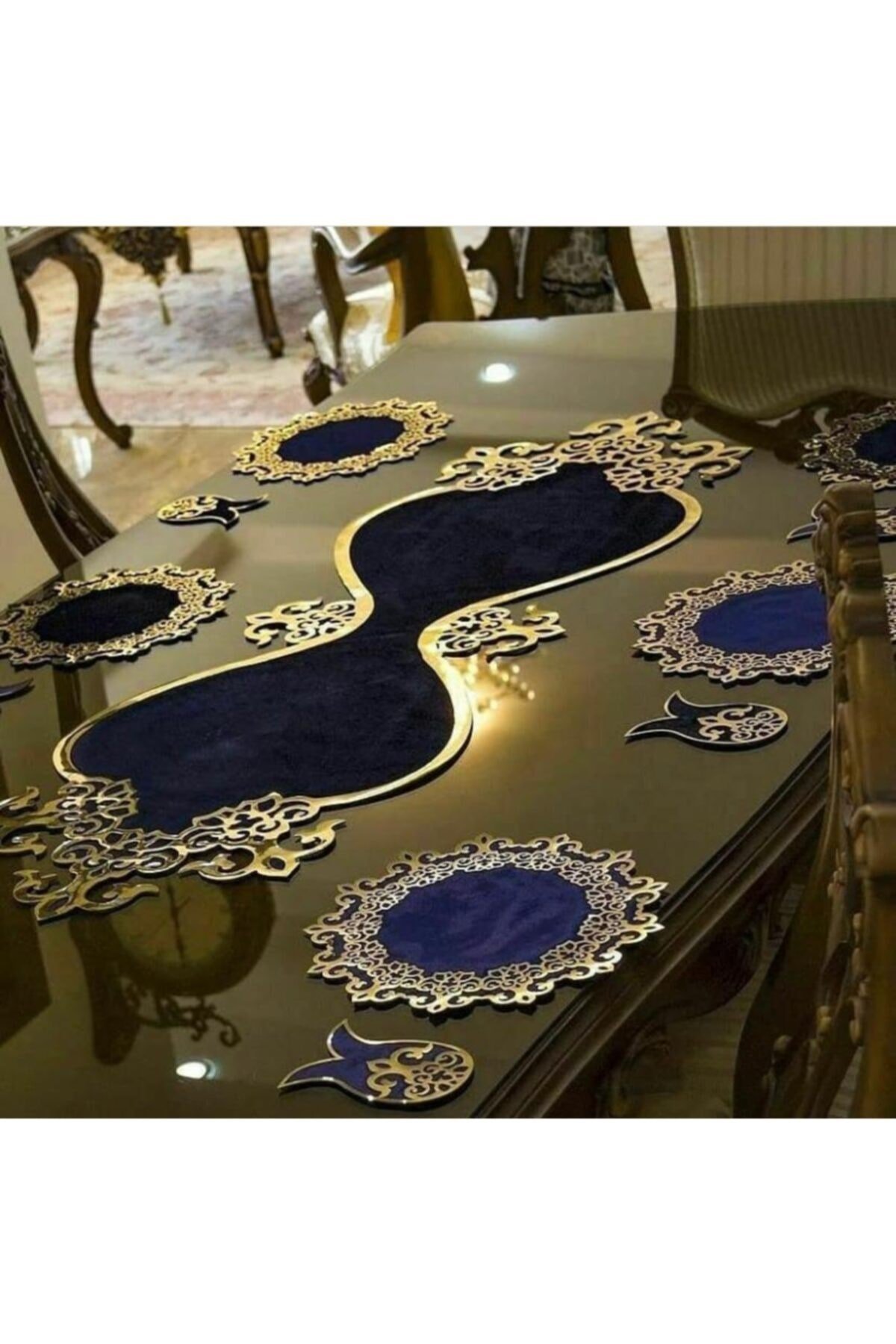 6 Kişilik Modern Derili Kadife Servis Takımı