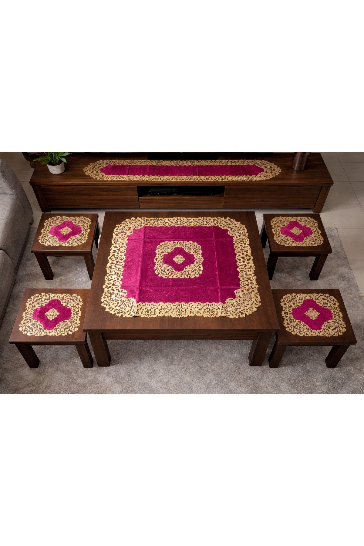 6 Parça Lüx Runner Salon Takımı Set