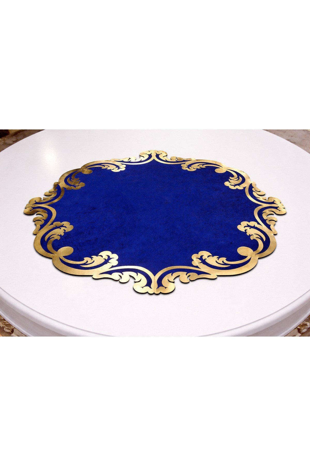 90x90 Gold Lazer Kesim Kadife Runner / Orta Sehpa Örtüsü – Lüks Salon Dekorasyonu