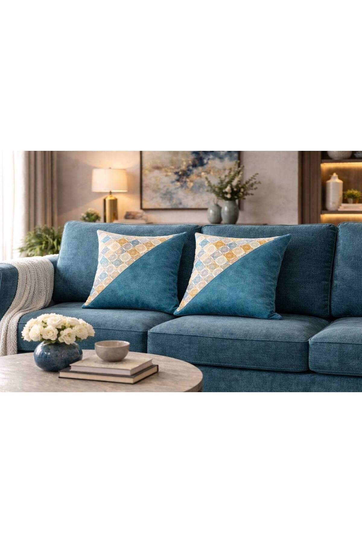 Dallas Kadife 2 Farklı Kumaş Bileşimi 2Li Kırlent Kılıfı 43 x 43
