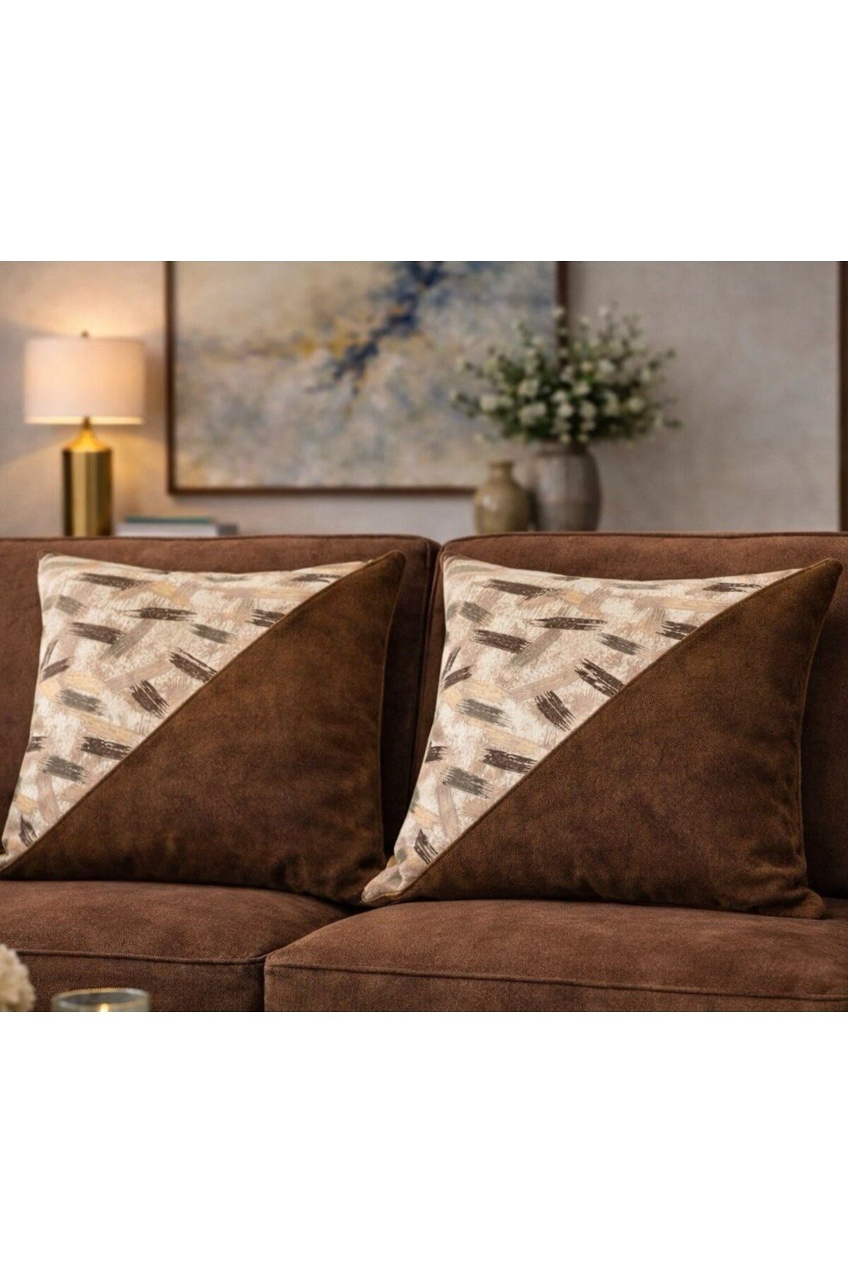 Dallas Kadife 2 Farklı Kumaş Bileşimi 2Li Kırlent Kılıfı 43 x 43