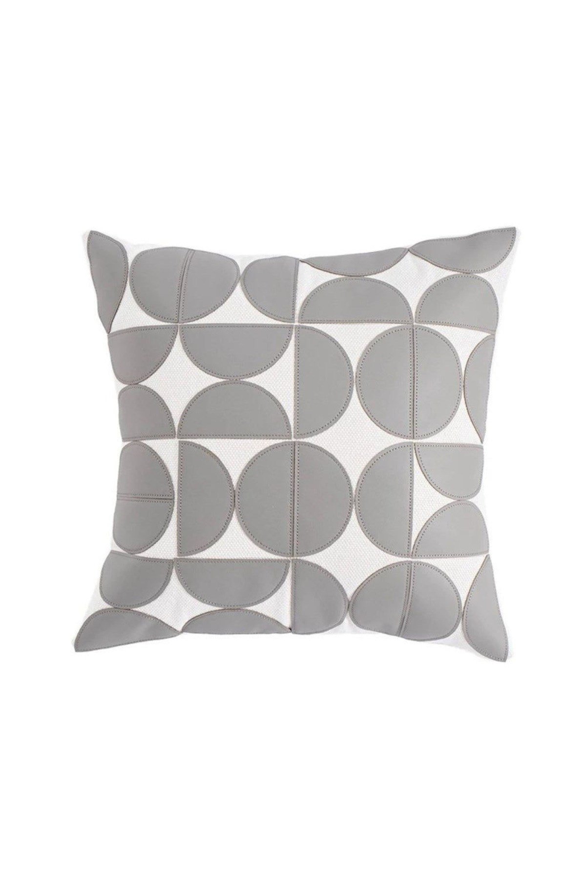 Deri Çeyrek Daire Geometrik Lazer Kesilmli Desen Nakış İşlemli 45 x 45 Kırlent
