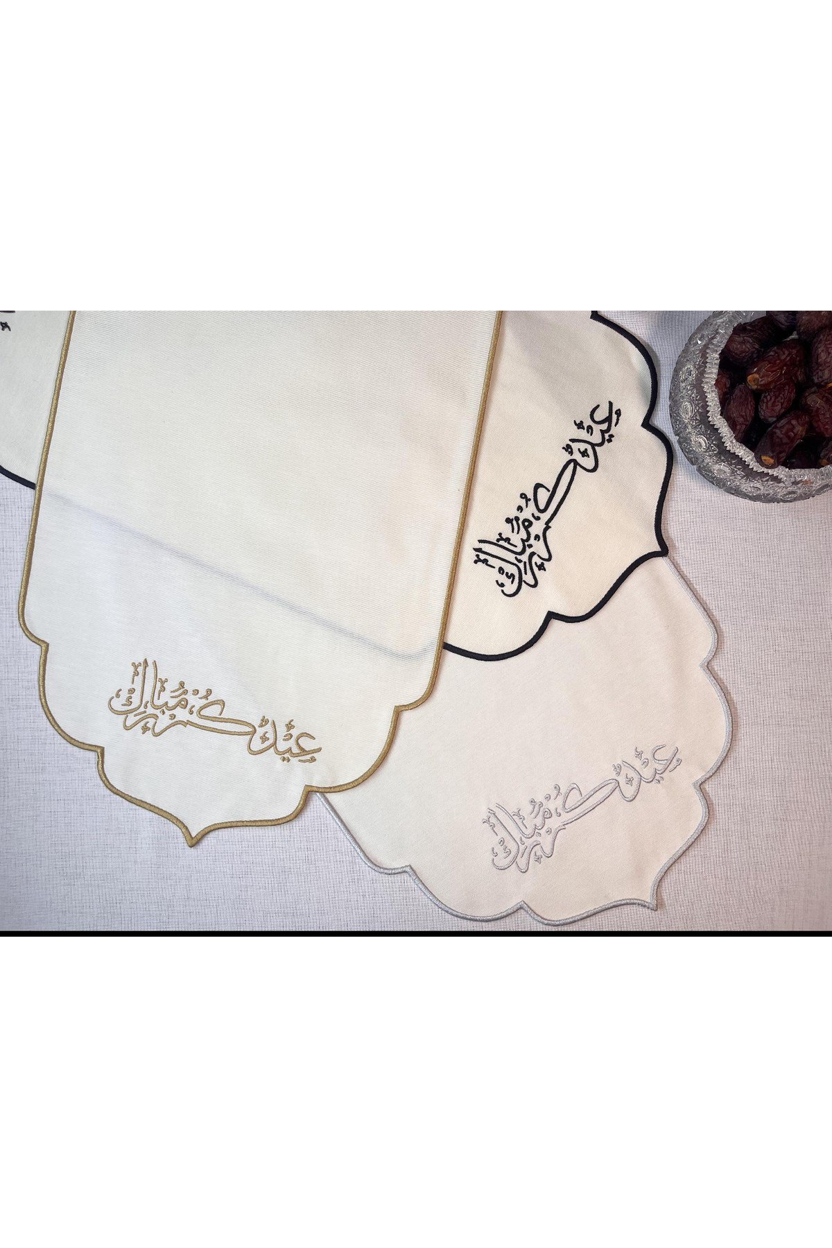 (Eid Mubarak) Arapça Yazılı Duck Kumaş Su İtici Kumaş 33 x 70 Runner