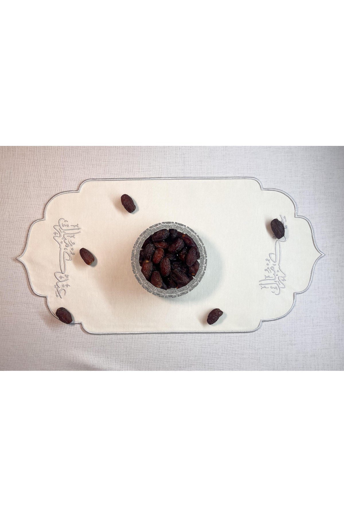 (Eid Mubarak) Arapça Yazılı Duck Kumaş Su İtici Kumaş 33 x 70 Mini Runner