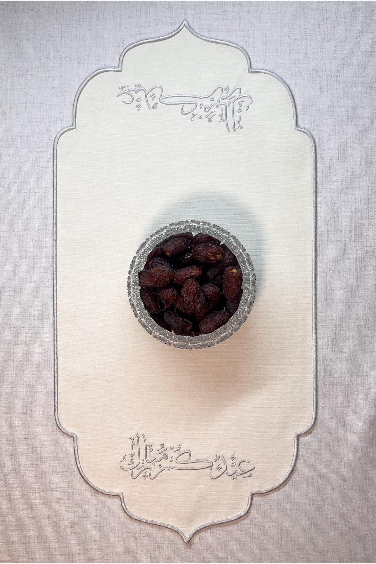 (Eid Mubarak) Arapça Yazılı Duck Kumaş Su İtici Kumaş 33 x 70 Mini Runner