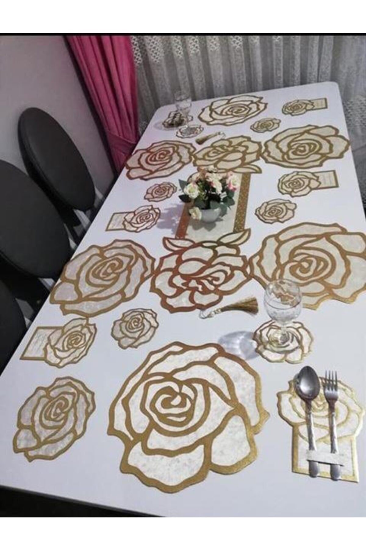Gül Desenli 19 Parça Servis Takımı