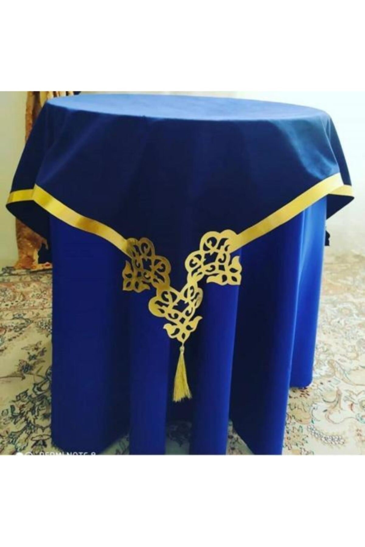 Lacivert Kadife Sehpa Örtüsü