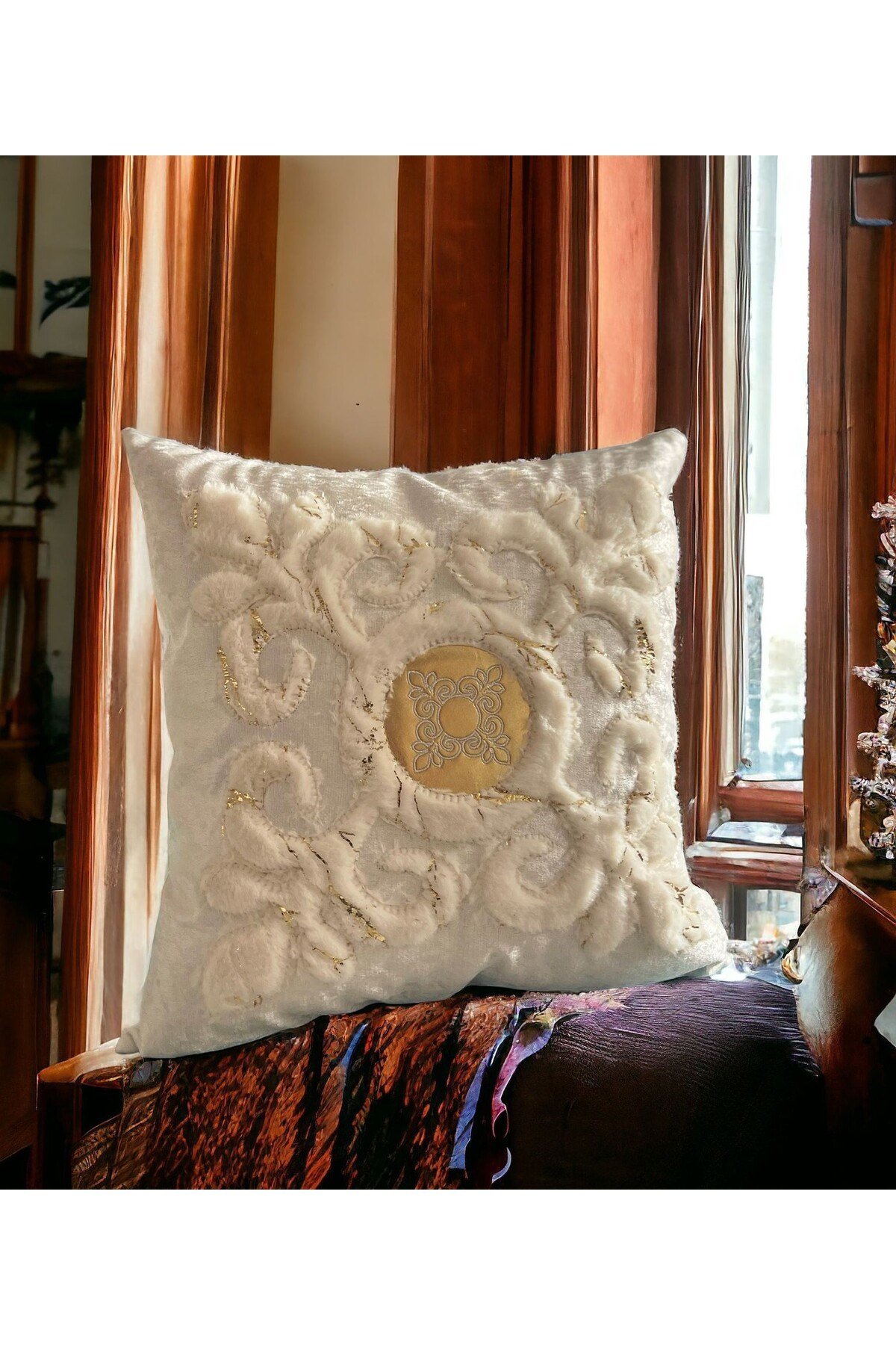 Lüx 2li Yaldız Peluşlu Nakışlı 43x43 Kırlent Kılıfı
