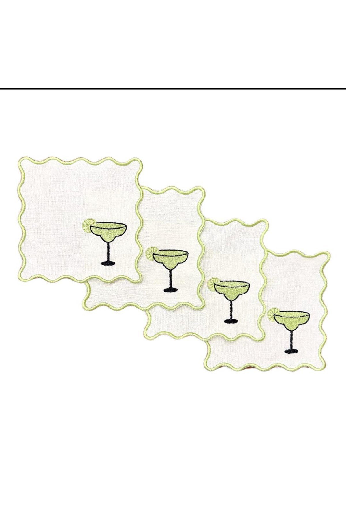 Margarita kadeh ve lime desenli 4lü Peçete Seti