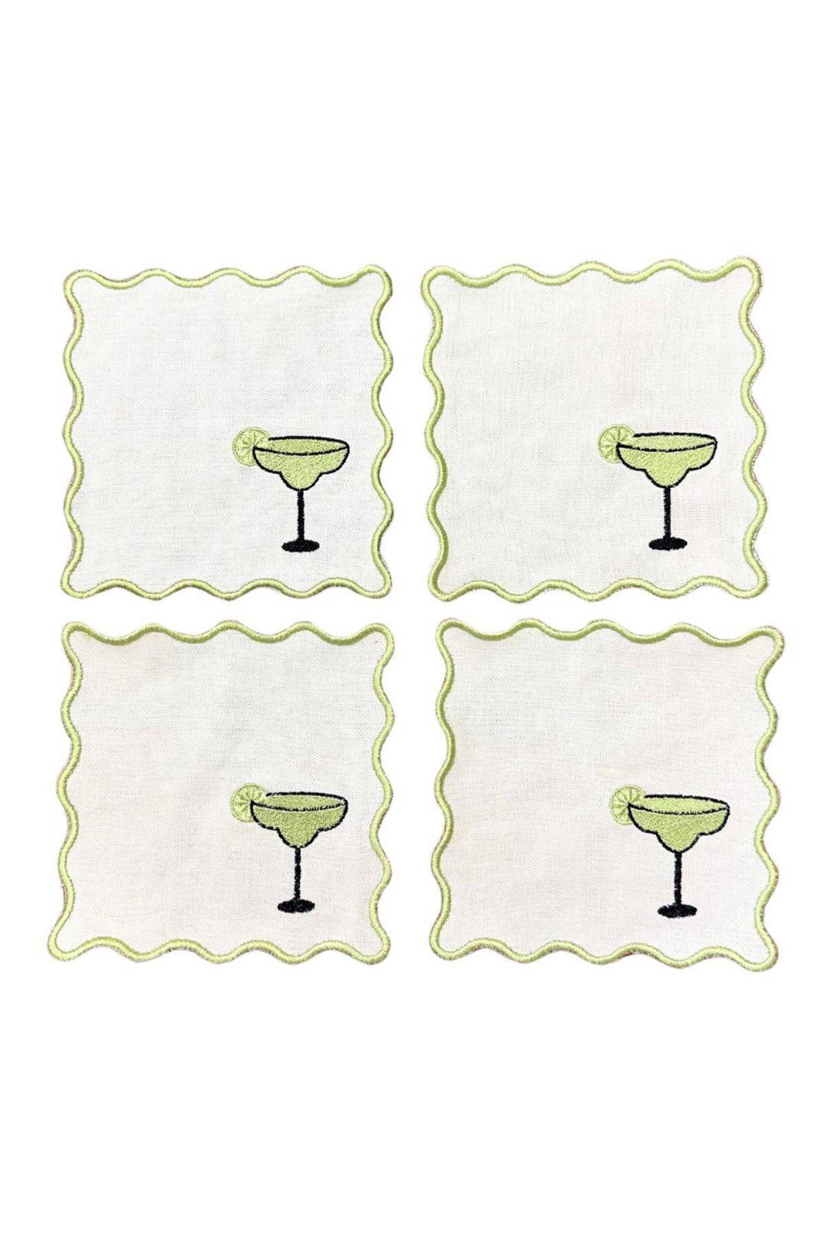 Margarita kadeh ve lime desenli 4lü Peçete Seti