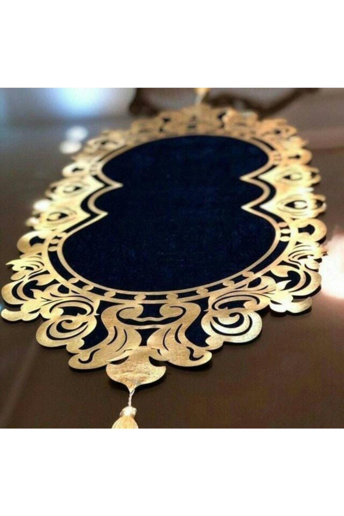 Osmanlı Oval Desenli Tekli Kadife Runner