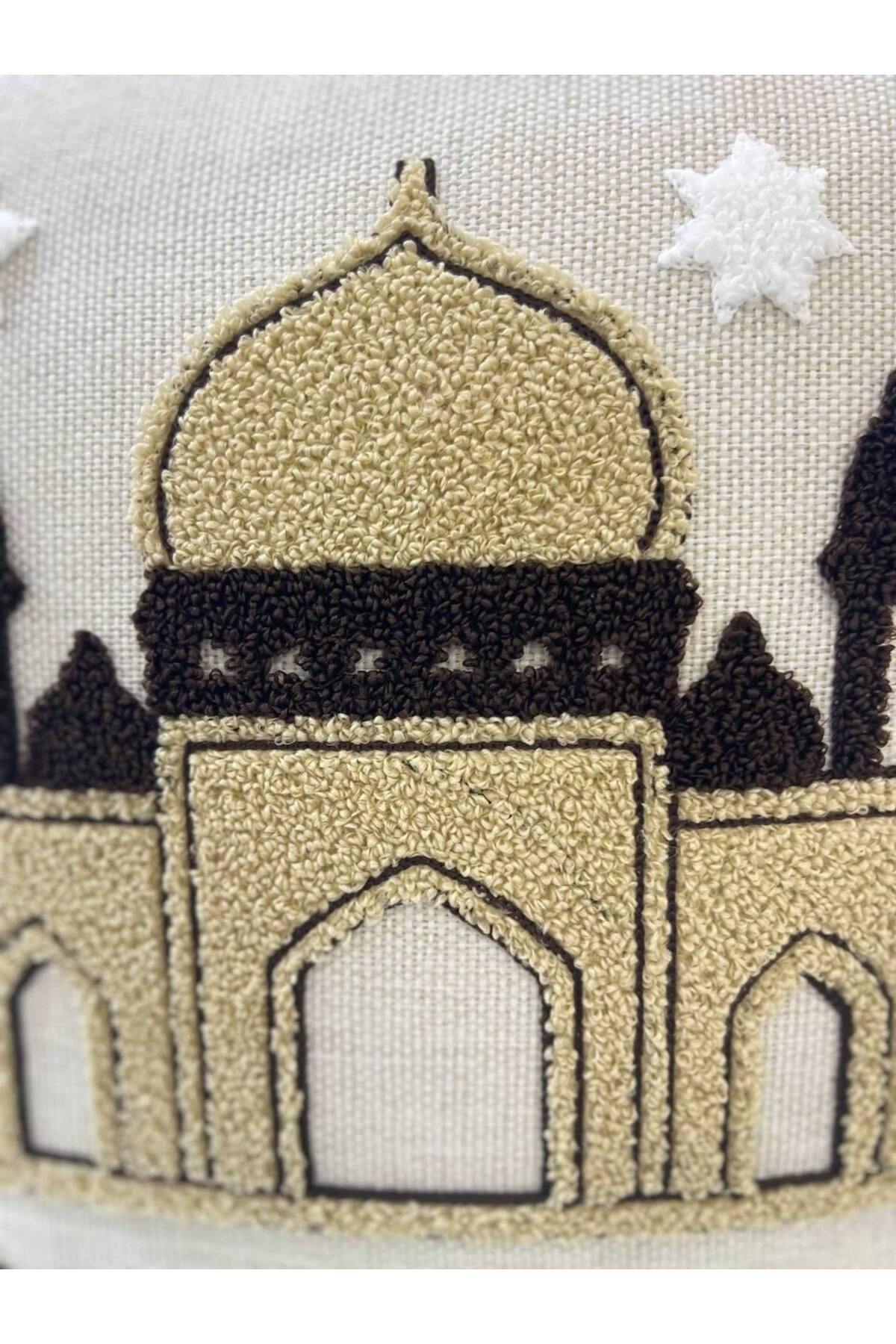 Ramazan Punch (panç) Nakışı İşlemeli Keten Kırlent Kılıfı 43x43