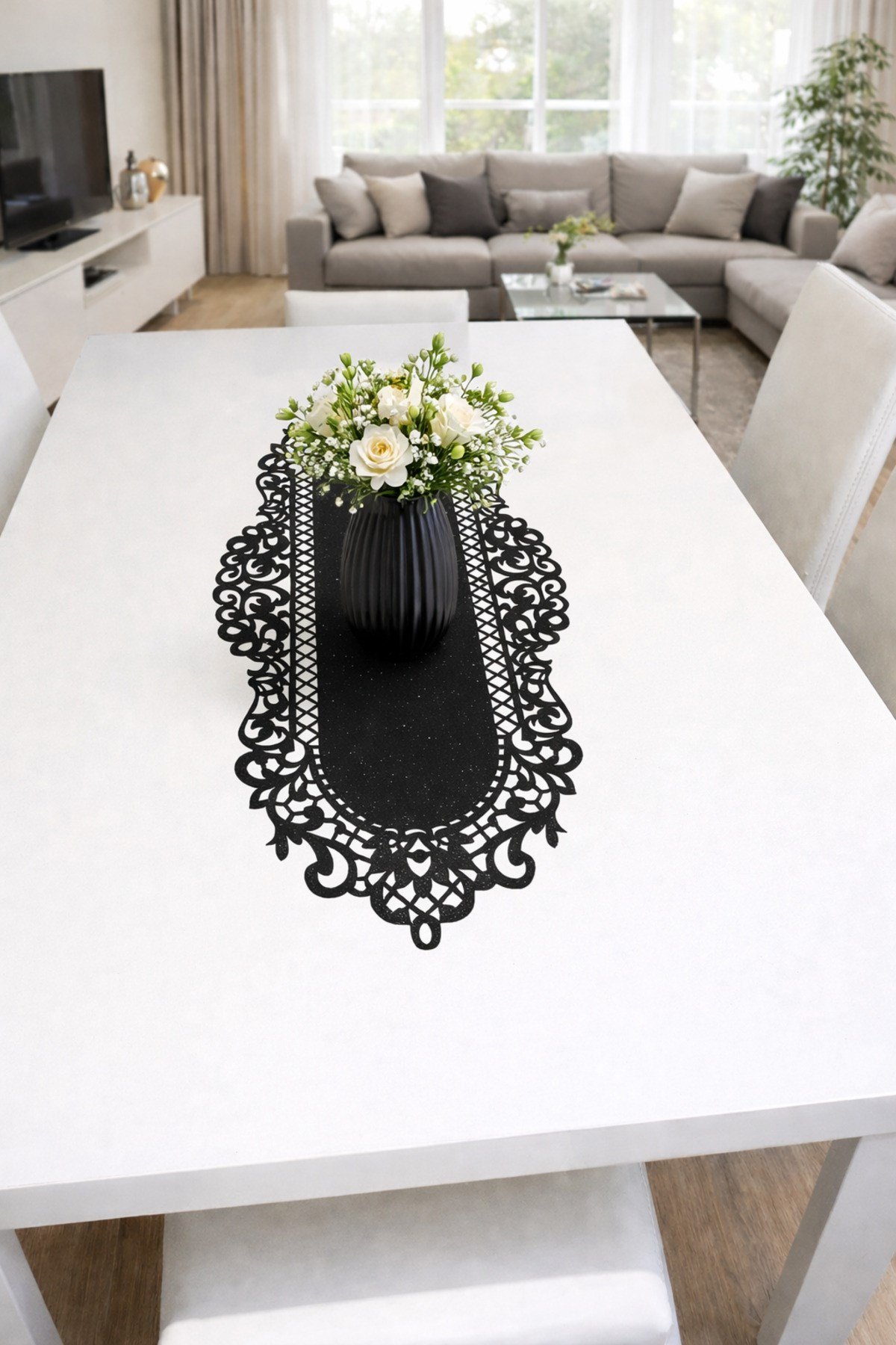 Simli Deri görünümlü 33 x 100 Lüx Dekoratif Runner