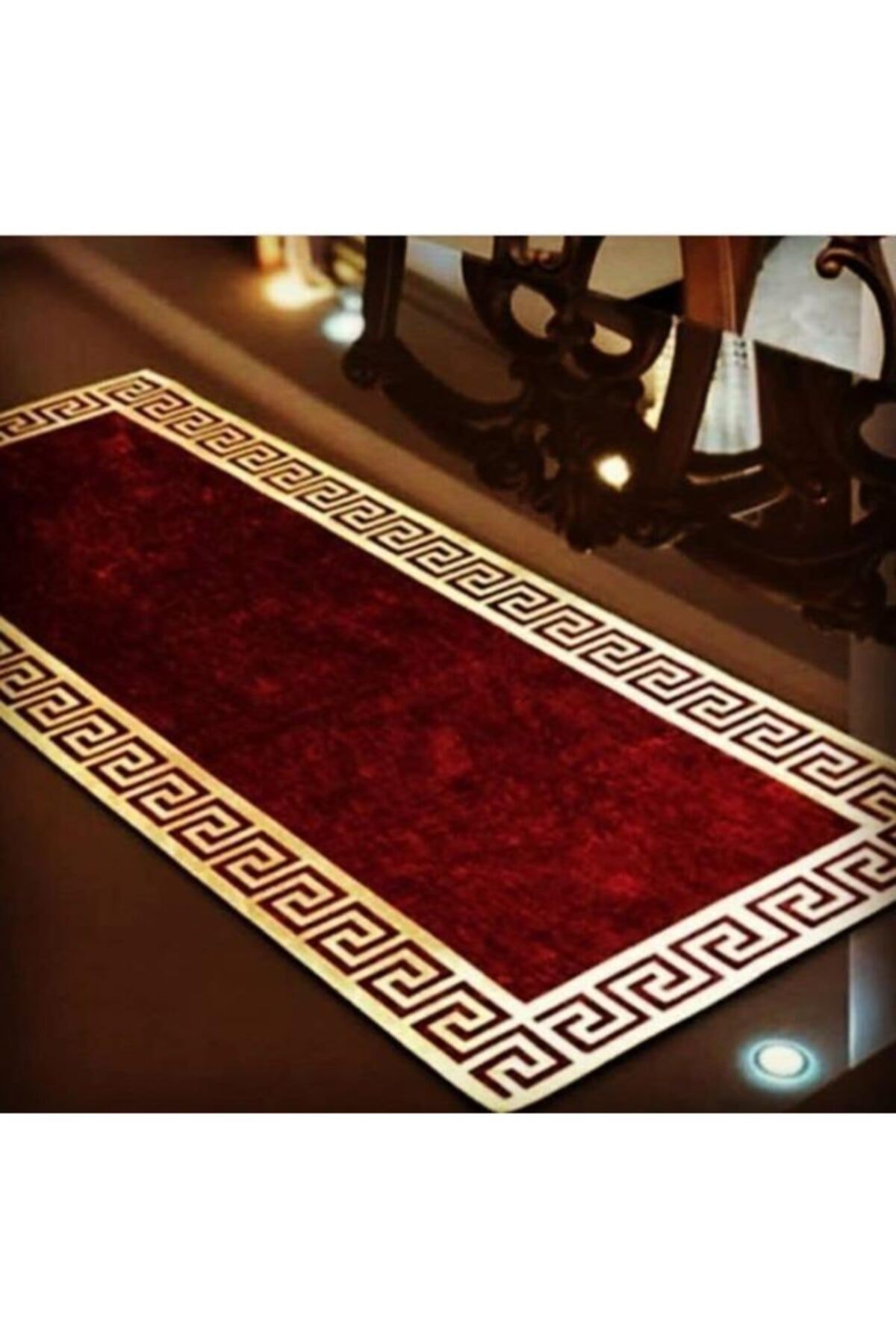 Versace Görünümlü Derili Kadife Runner