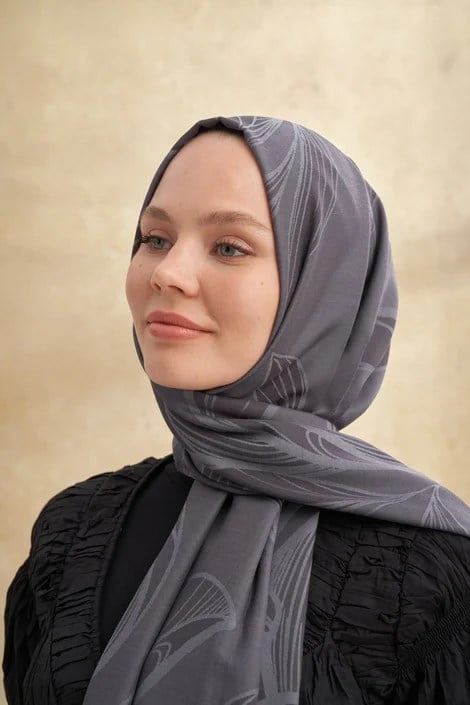 ARMANDA BAMBU FLORE DESEN FÜME ŞAL