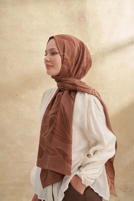 ARMANDA BAMBU FLORE DESEN TOPRAK ŞAL