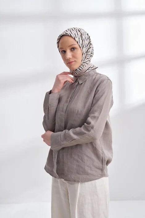 ARMANDA LINE DESEN TWILL İPEK EŞARP  - TAŞ