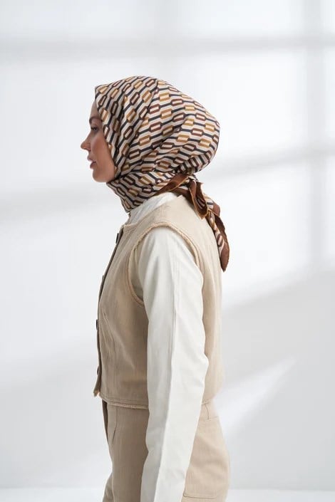 ARMANDA LINE DESEN TWILL İPEK EŞARP - KAMEL