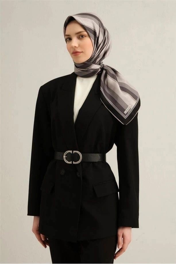 ARMİNE KLASİK DESENLİ SAF İPEK SURA EŞARP 9327D 83