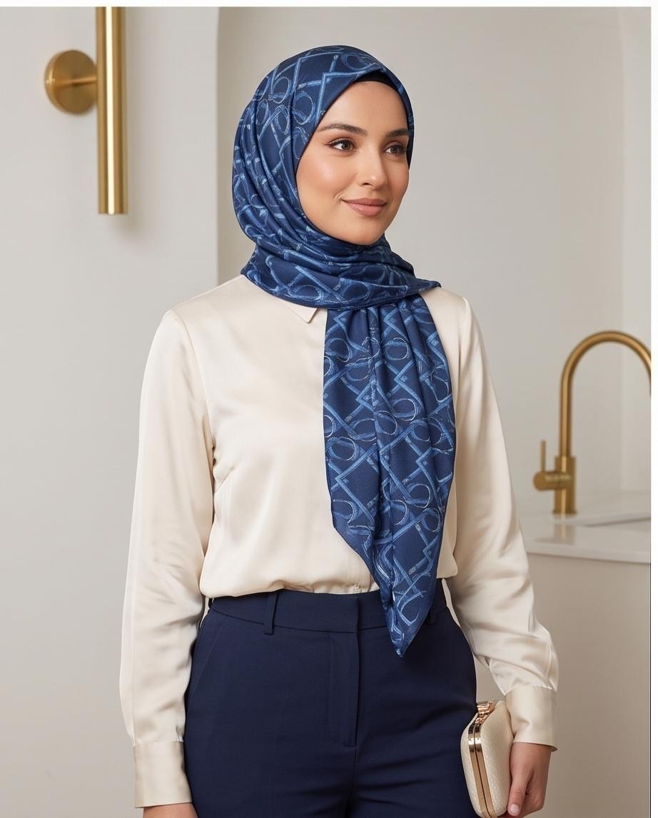 BELLİ GEOMETRİK DESEN İPEK EŞARP 4214D(TWİLL)
