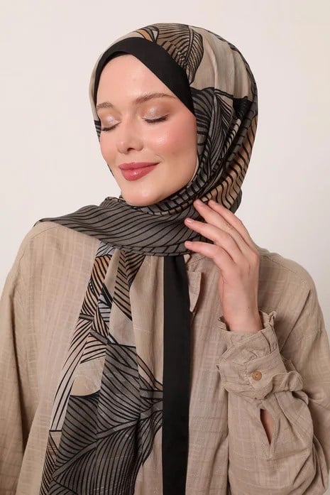 FLORAL ŞAL -AYAZ SİYAHI