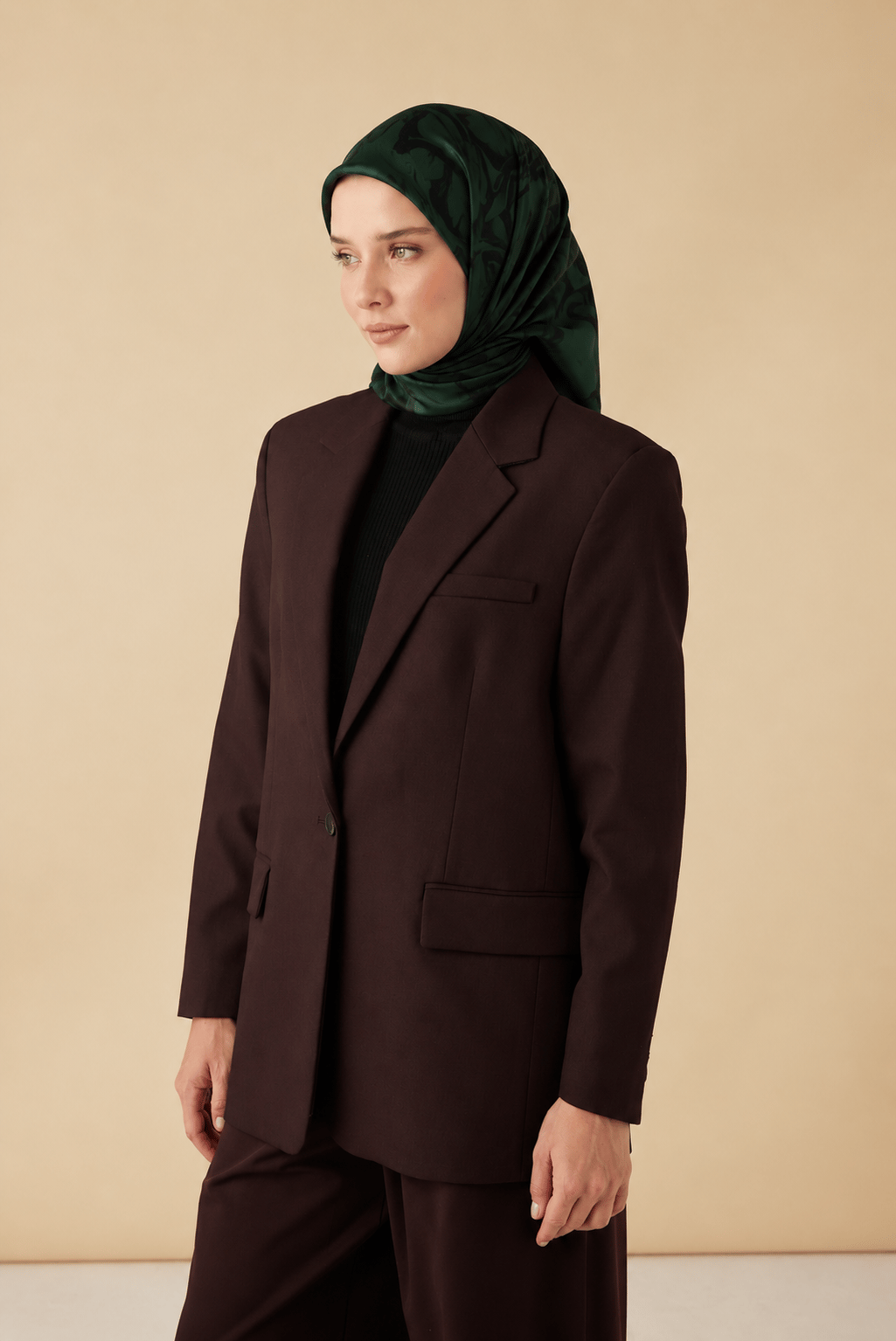 MAİSA EVA TWİLL İPEK EŞARP 90*90 KOYU YEŞİL