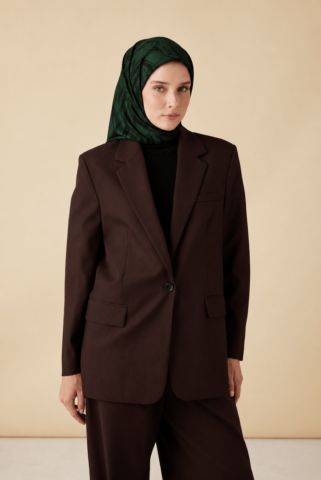 MAİSA EVA TWİLL İPEK EŞARP 90*90 KOYU YEŞİL