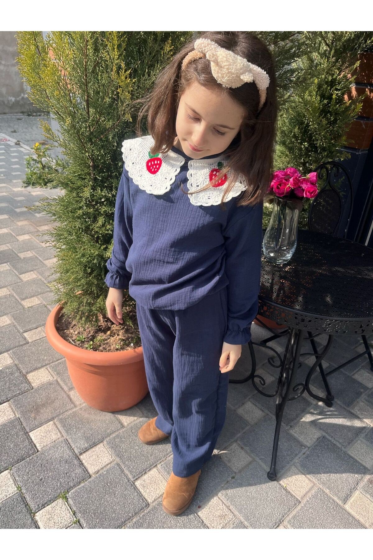 alt-üst takım bebe yaka %100 pamuklu müslin kumaş