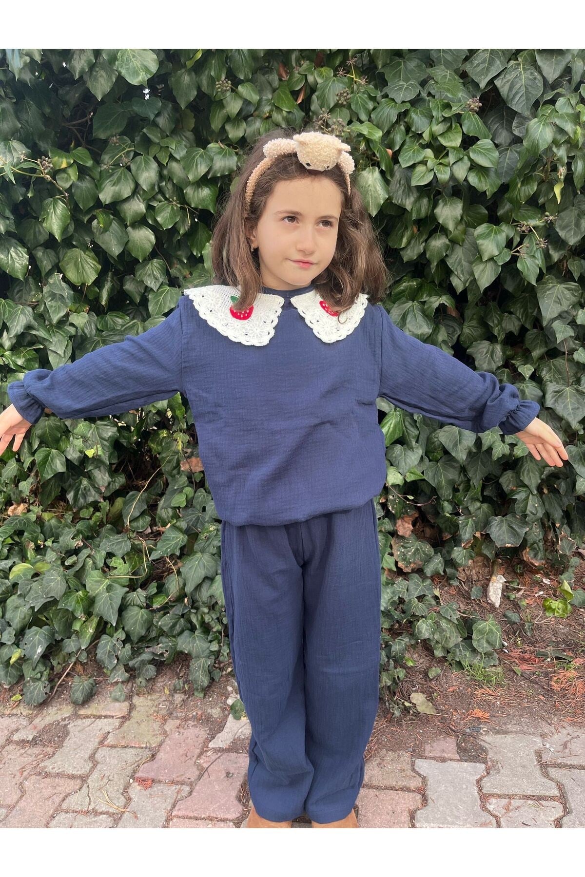 alt-üst takım bebe yaka %100 pamuklu müslin kumaş