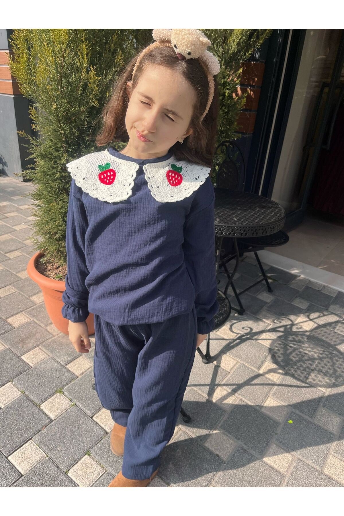 alt-üst takım bebe yaka %100 pamuklu müslin kumaş