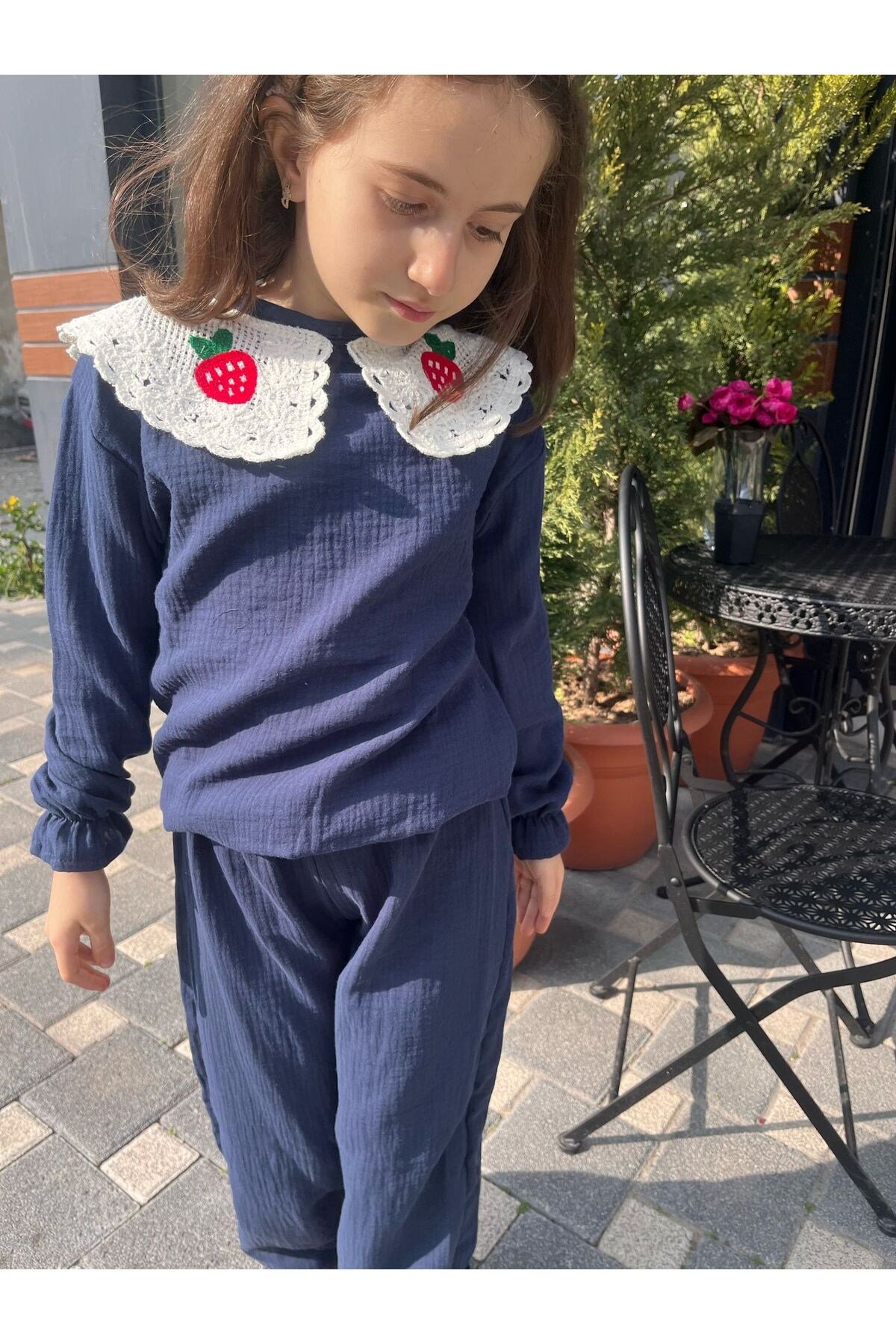 alt-üst takım bebe yaka %100 pamuklu müslin kumaş