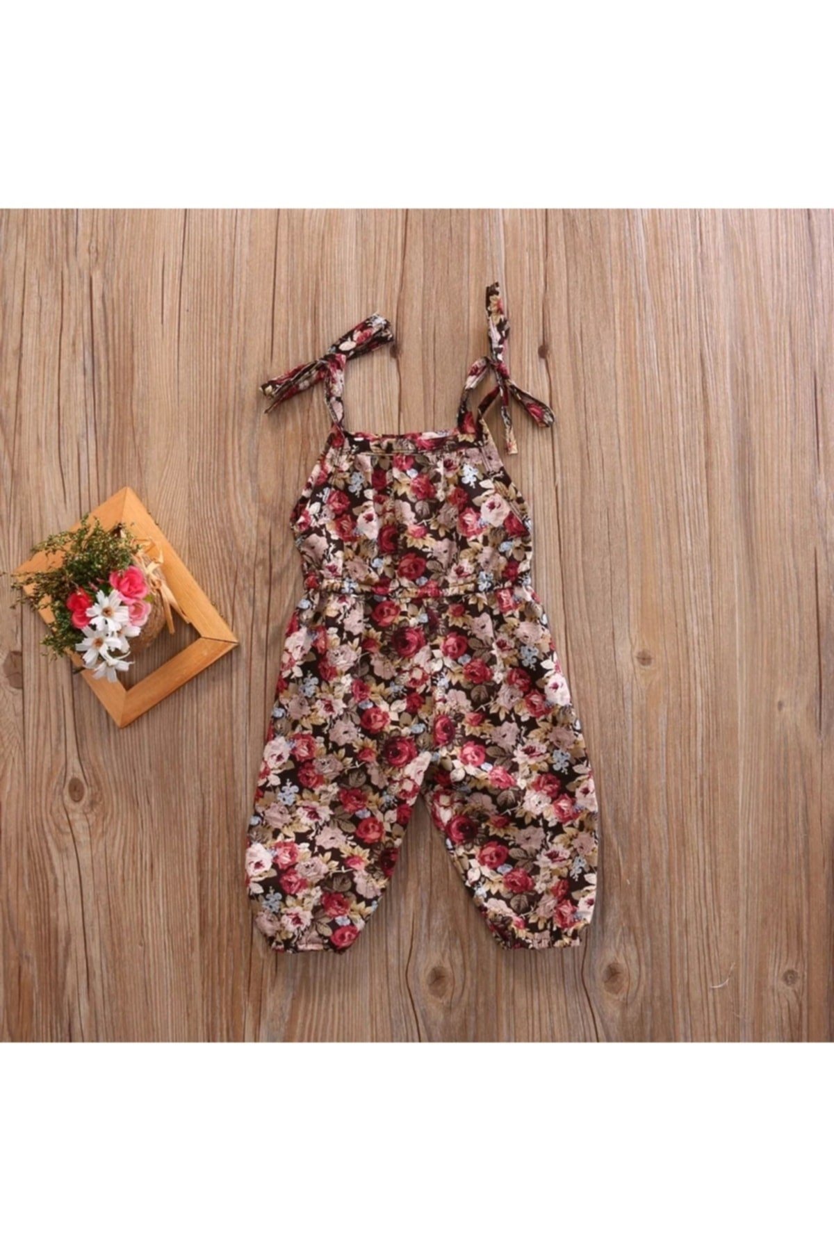 Askılı Ince Bahar Çiçeği Kız Bebek Tulum