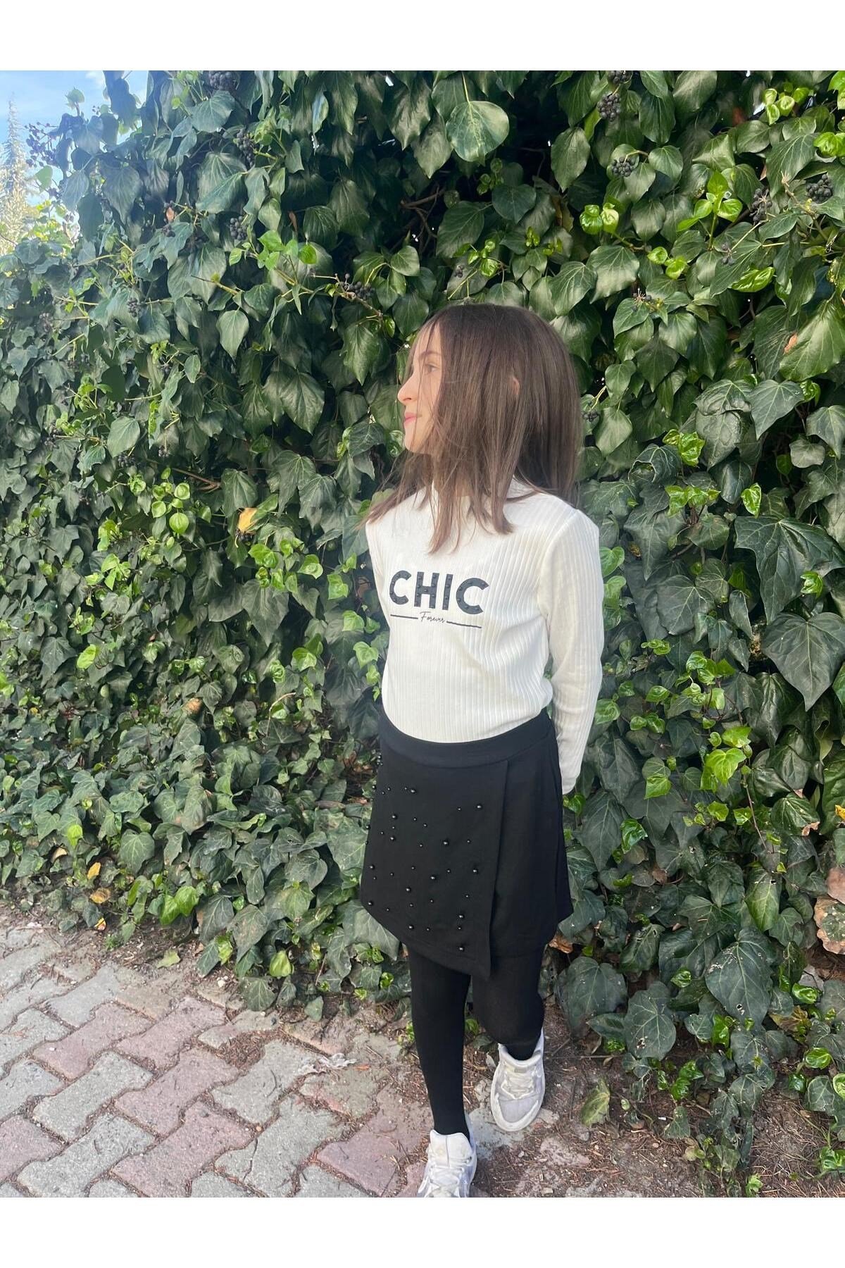 chıc pantalon etekli kız çocuk takım