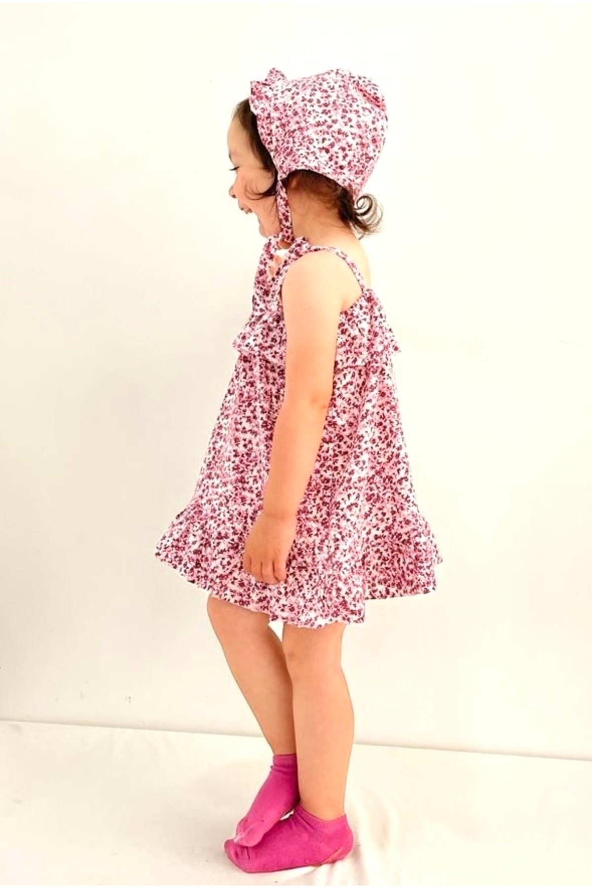 Country Model Kız Bebek Çocuk Elbise Şapka Ikili Set