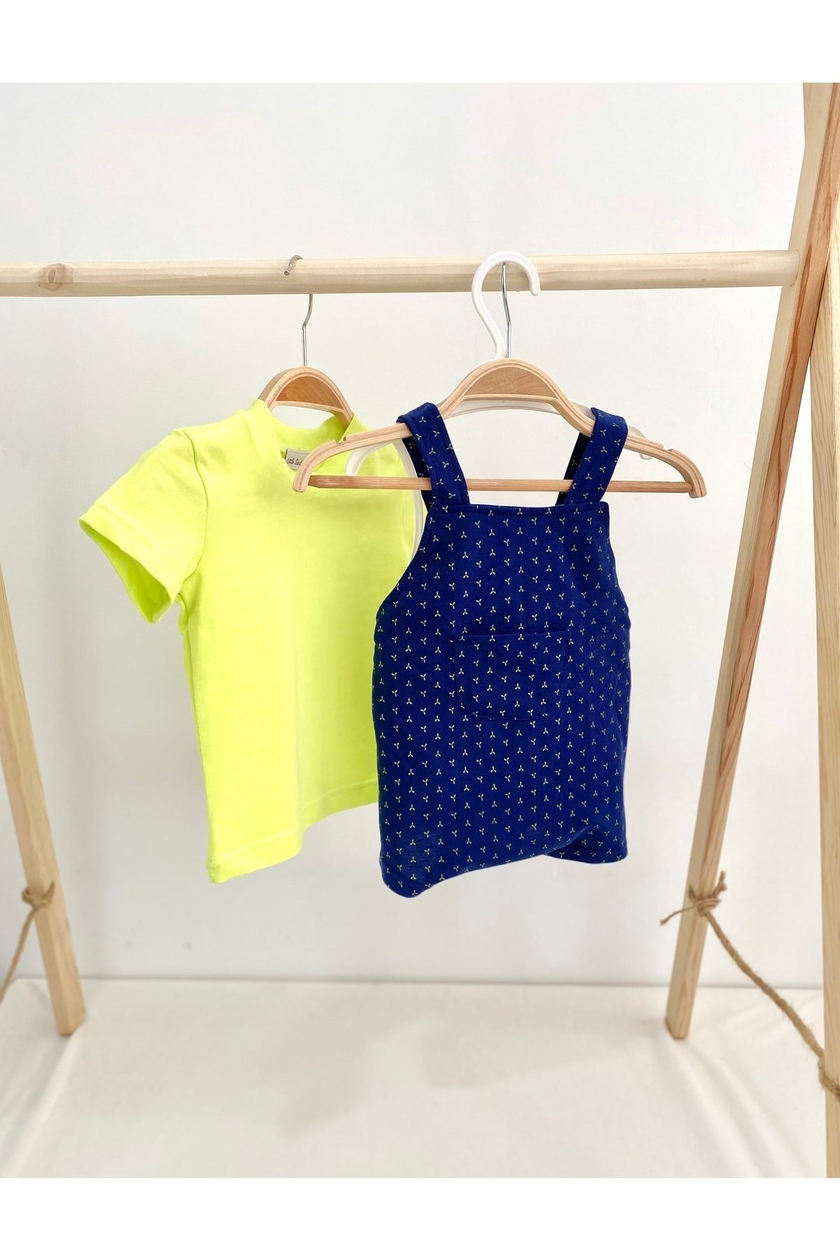 Erkek Bebek Lacoste Kumaş Cepli Salopet Model Tshirt Ikili Set