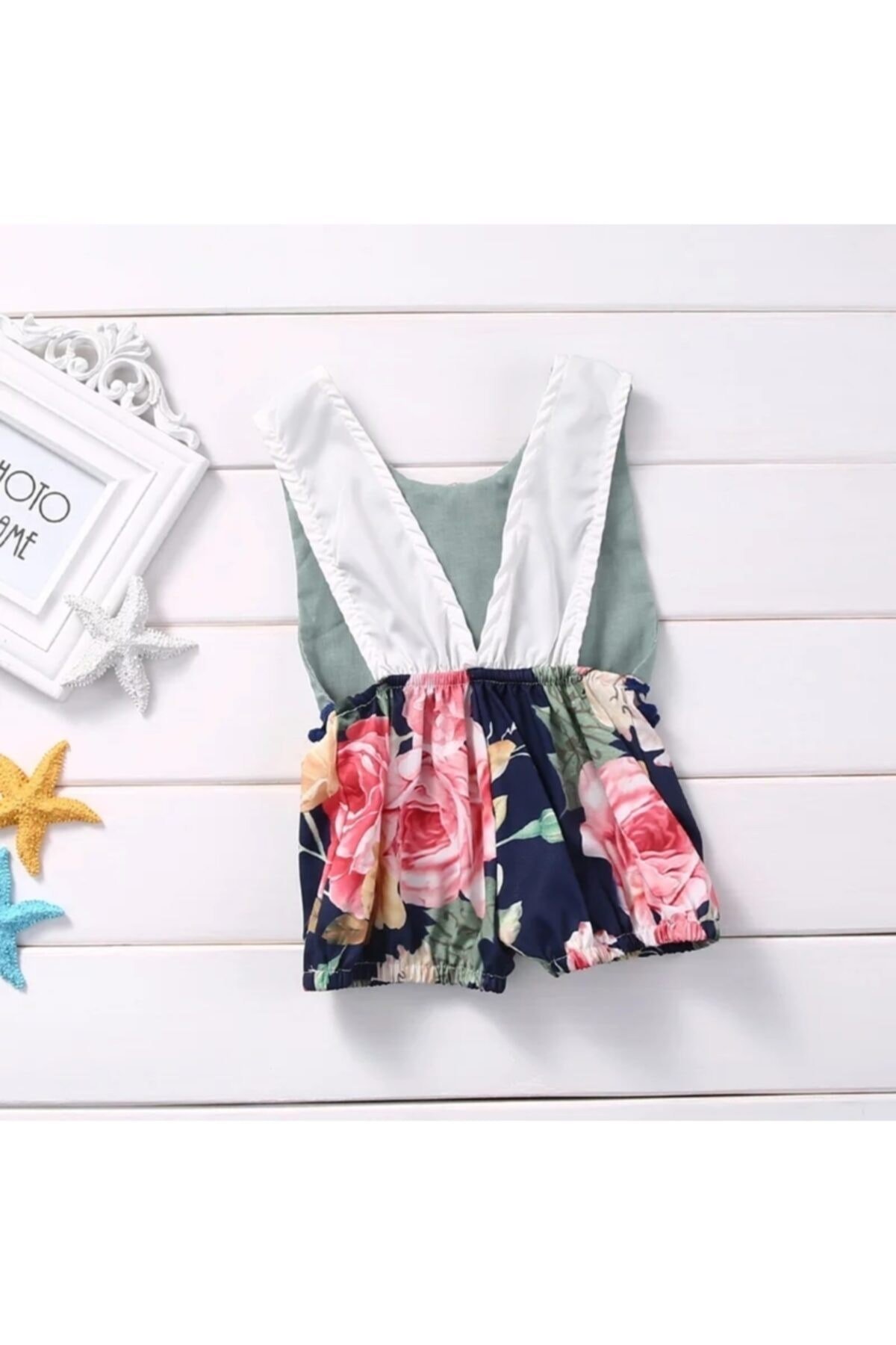 Kız Bebek Çiçekli Şortlu Tulum