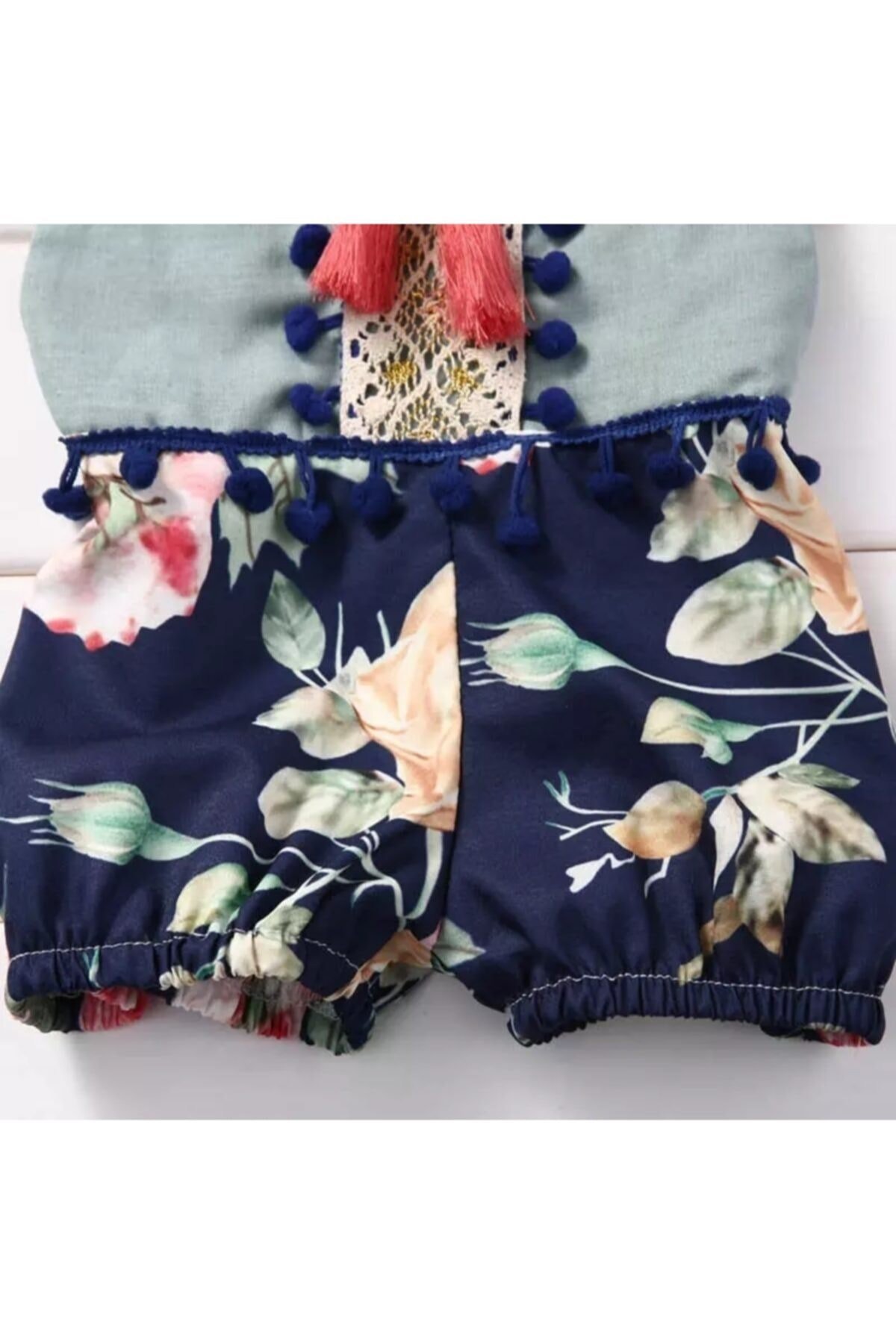 Kız Bebek Çiçekli Şortlu Tulum
